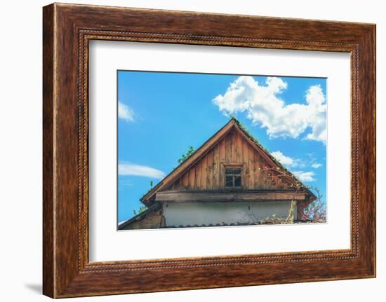 Old Attic on the Background of Blue Sky with Clouds-gutaper-Framed Photographic Print