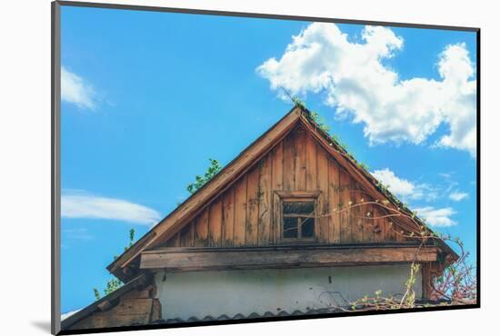 Old Attic on the Background of Blue Sky with Clouds-gutaper-Mounted Photographic Print