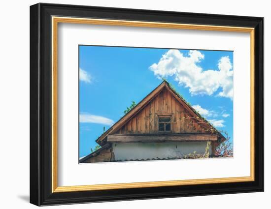 Old Attic on the Background of Blue Sky with Clouds-gutaper-Framed Photographic Print