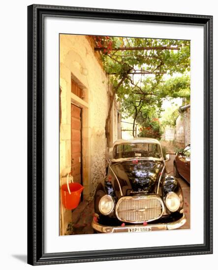 Old Automobile Sedan, Kardamyli, Messina, Peloponnese, Greece-Walter Bibikow-Framed Photographic Print