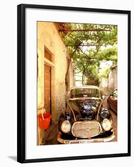 Old Automobile Sedan, Kardamyli, Messina, Peloponnese, Greece-Walter Bibikow-Framed Photographic Print