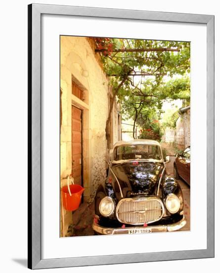 Old Automobile Sedan, Kardamyli, Messina, Peloponnese, Greece-Walter Bibikow-Framed Photographic Print