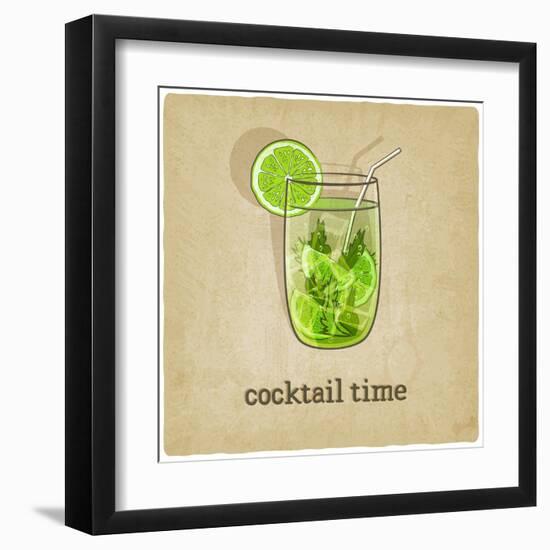 Old Background with Cocktail-natbasil-Framed Art Print