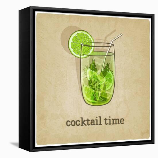 Old Background with Cocktail-natbasil-Framed Stretched Canvas
