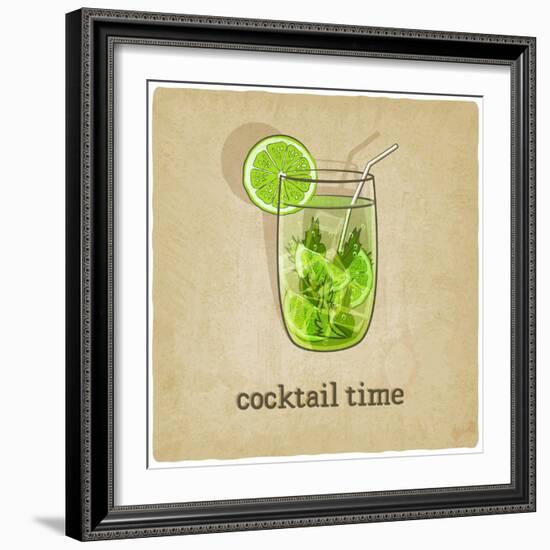 Old Background with Cocktail-natbasil-Framed Art Print