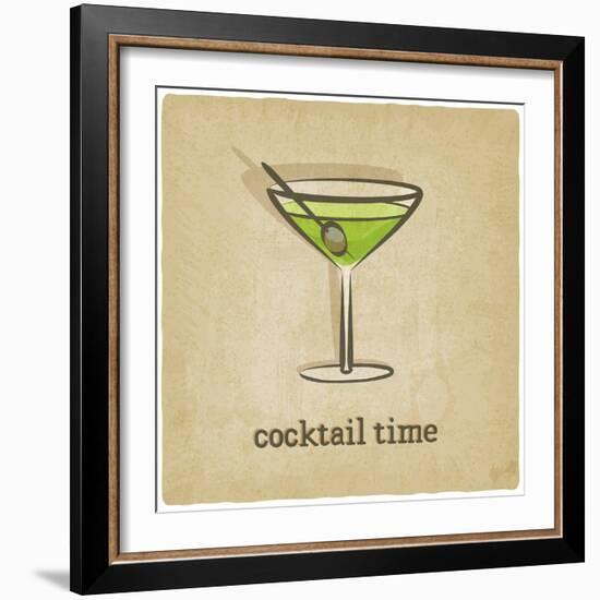 Old Background with Cocktail-natbasil-Framed Art Print