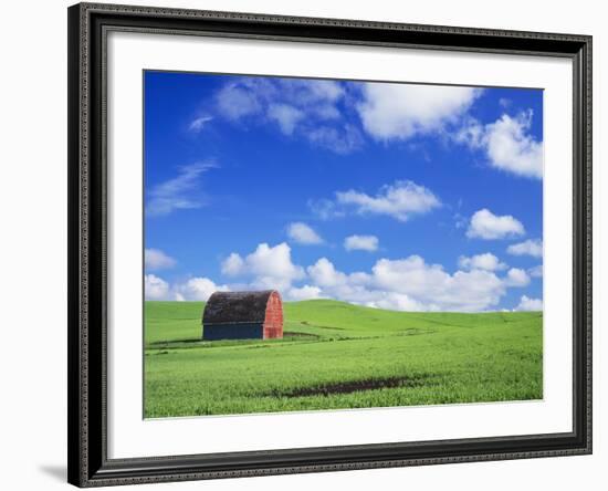 Old Barn Amidst Pea Field-Terry Eggers-Framed Photographic Print