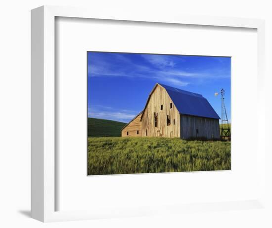 Old Barn and Spring Wheat Field-Terry Eggers-Framed Photographic Print