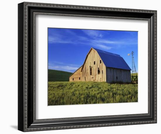 Old Barn and Spring Wheat Field-Terry Eggers-Framed Photographic Print