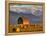 Old Barn Framed By Hay Bales, Mission Mountain Range, Montana, USA-Chuck Haney-Framed Premier Image Canvas