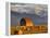 Old Barn Framed By Hay Bales, Mission Mountain Range, Montana, USA-Chuck Haney-Framed Premier Image Canvas