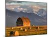Old Barn Framed By Hay Bales, Mission Mountain Range, Montana, USA-Chuck Haney-Mounted Photographic Print