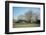 Old barn on a meadow with trees and the sun in autumn, back light-Axel Killian-Framed Photographic Print