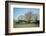 Old barn on a meadow with trees and the sun in autumn, back light-Axel Killian-Framed Photographic Print