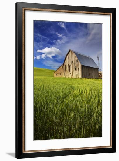 Old Barn Surrounded by Spring Wheat Field, Pr-Terry Eggers-Framed Photographic Print