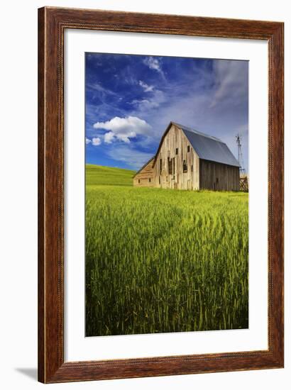 Old Barn Surrounded by Spring Wheat Field, Pr-Terry Eggers-Framed Photographic Print