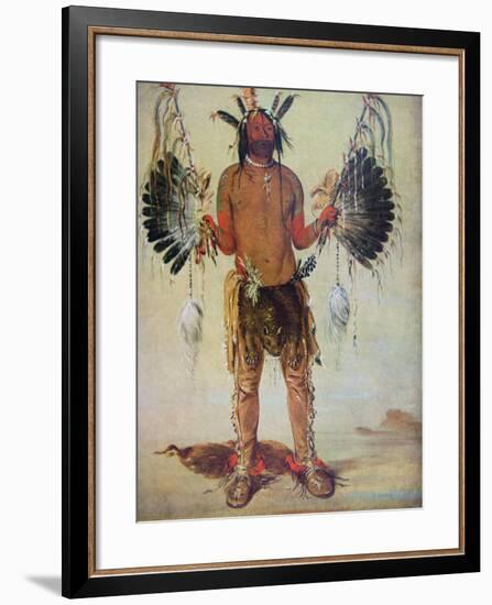 Old Bear Medicine Man of the Mandan Tribe, from a Painting of 1832-George Catlin-Framed Giclee Print