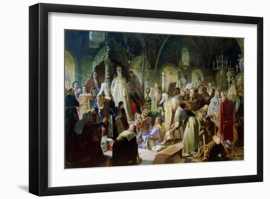 Old Believer Priest Nikita Pustosviat. Dispute on the Confession of Faith, 1880-1881-Vasili Grigoryevich Perov-Framed Giclee Print