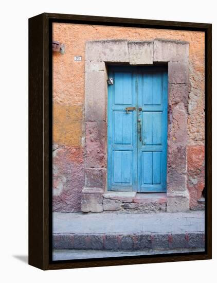 Old Blue Door, San Miguel, Guanajuato State, Mexico-Julie Eggers-Framed Premier Image Canvas