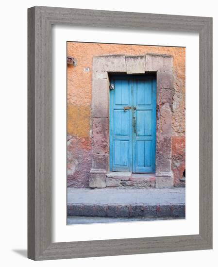 Old Blue Door, San Miguel, Guanajuato State, Mexico-Julie Eggers-Framed Photographic Print