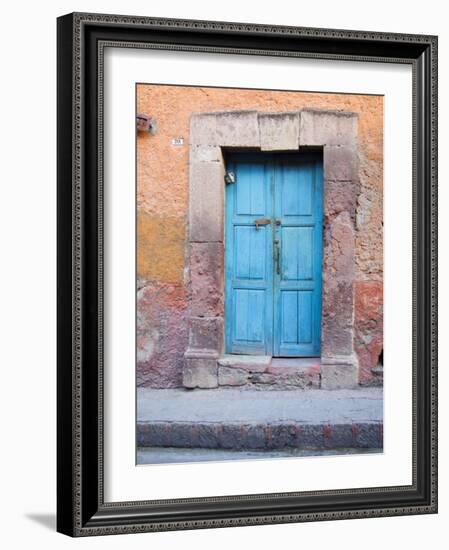 Old Blue Door, San Miguel, Guanajuato State, Mexico-Julie Eggers-Framed Photographic Print