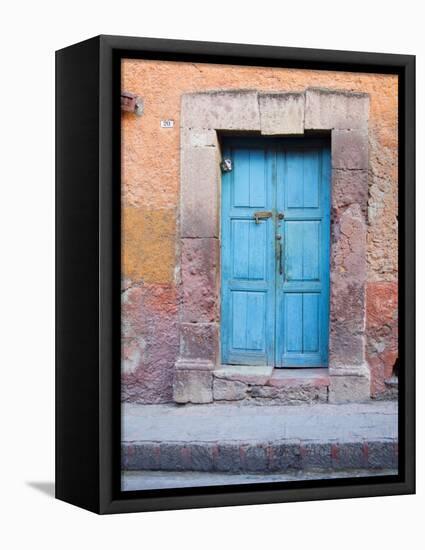 Old Blue Door, San Miguel, Guanajuato State, Mexico-Julie Eggers-Framed Premier Image Canvas