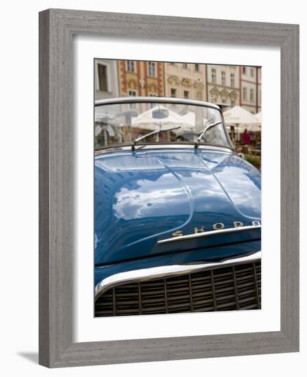 Old Blue Skoda Car, Old Town, Prague, Czech Republic, Europe-Martin Child-Framed Photographic Print