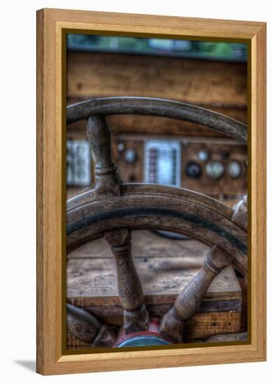 Old Boat Steering Wheel-Nathan Wright-Framed Premier Image Canvas