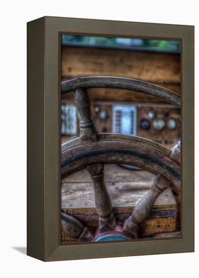 Old Boat Steering Wheel-Nathan Wright-Framed Premier Image Canvas