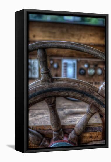 Old Boat Steering Wheel-Nathan Wright-Framed Premier Image Canvas