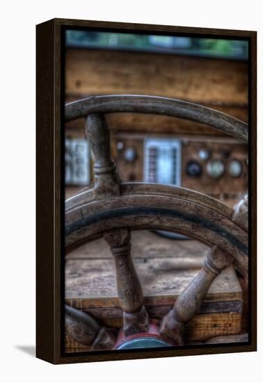 Old Boat Steering Wheel-Nathan Wright-Framed Premier Image Canvas
