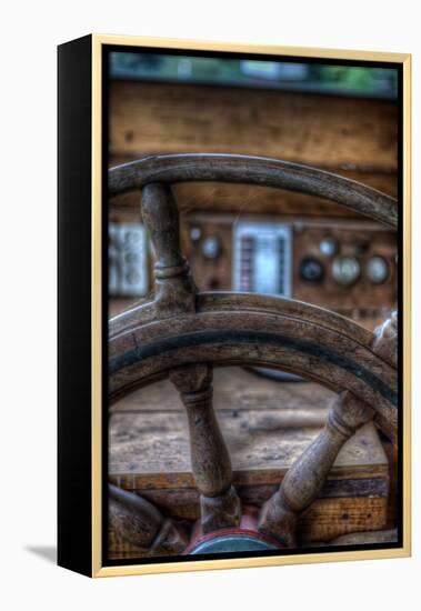 Old Boat Steering Wheel-Nathan Wright-Framed Premier Image Canvas