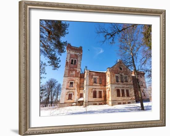 Old Brick Building on A Winter Day in Borovichi, Russia-blinow61-Framed Photographic Print