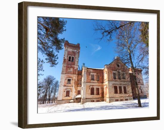 Old Brick Building on A Winter Day in Borovichi, Russia-blinow61-Framed Photographic Print