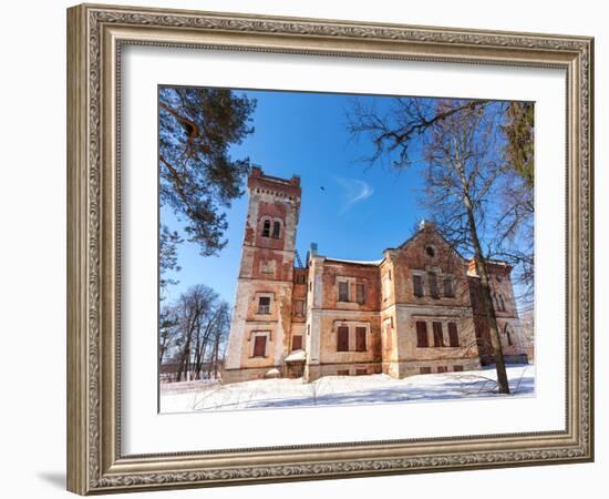 Old Brick Building on A Winter Day in Borovichi, Russia-blinow61-Framed Photographic Print