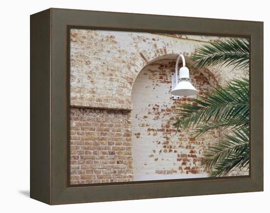 Old Brick Wall with Palm Trees, Key West, Florida Keys, Florida, USA-Terry Eggers-Framed Premier Image Canvas