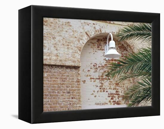 Old Brick Wall with Palm Trees, Key West, Florida Keys, Florida, USA-Terry Eggers-Framed Premier Image Canvas