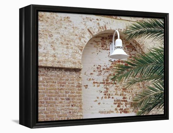 Old Brick Wall with Palm Trees, Key West, Florida Keys, Florida, USA-Terry Eggers-Framed Premier Image Canvas