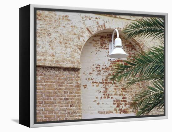 Old Brick Wall with Palm Trees, Key West, Florida Keys, Florida, USA-Terry Eggers-Framed Premier Image Canvas