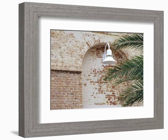 Old Brick Wall with Palm Trees, Key West, Florida Keys, Florida, USA-Terry Eggers-Framed Photographic Print