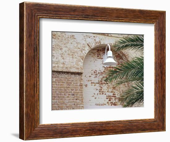 Old Brick Wall with Palm Trees, Key West, Florida Keys, Florida, USA-Terry Eggers-Framed Photographic Print