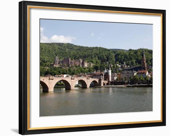 Old Bridge over the River Neckar, Old Town and Castle, Heidelberg, Baden-Wurttemberg, Germany, Euro-Hans Peter Merten-Framed Photographic Print