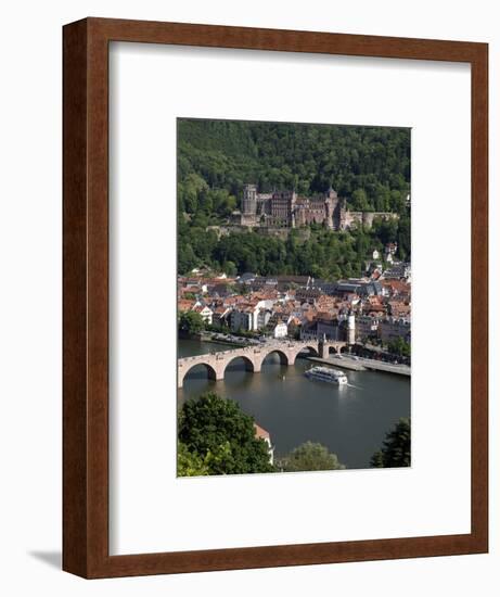 Old Bridge over the River Neckar, Old Town and Castle, Heidelberg, Baden-Wurttemberg, Germany, Euro-Hans Peter Merten-Framed Photographic Print