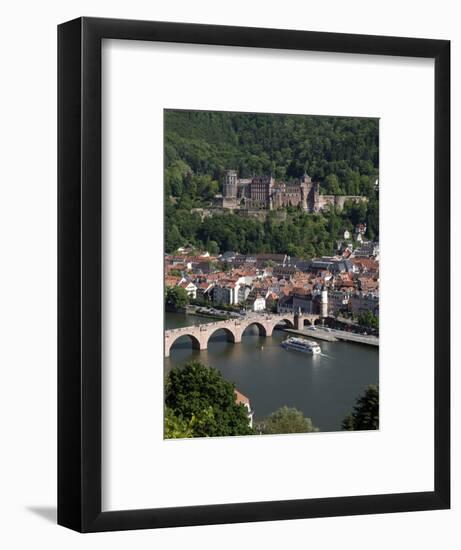 Old Bridge over the River Neckar, Old Town and Castle, Heidelberg, Baden-Wurttemberg, Germany, Euro-Hans Peter Merten-Framed Photographic Print