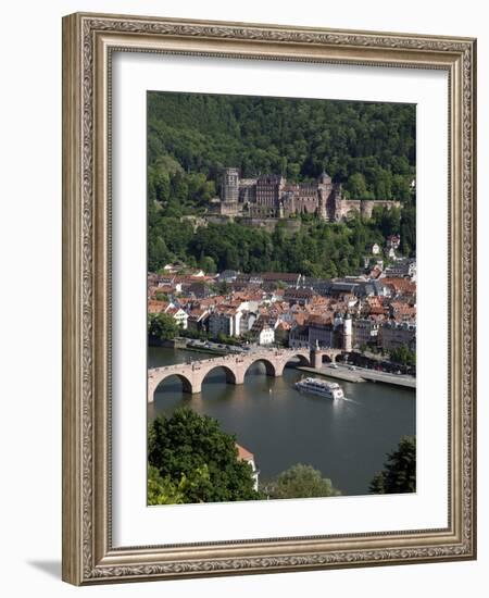 Old Bridge over the River Neckar, Old Town and Castle, Heidelberg, Baden-Wurttemberg, Germany, Euro-Hans Peter Merten-Framed Photographic Print