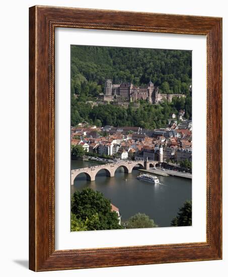 Old Bridge over the River Neckar, Old Town and Castle, Heidelberg, Baden-Wurttemberg, Germany, Euro-Hans Peter Merten-Framed Photographic Print