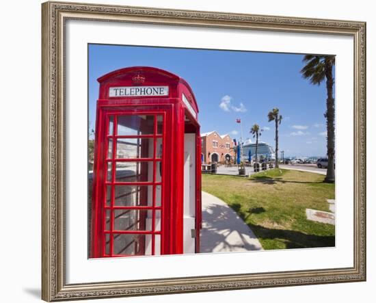 Old British Telephone Call Box at the Cruise Terminal in the Royal Naval Dockyard, Bermuda-Michael DeFreitas-Framed Photographic Print
