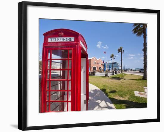 Old British Telephone Call Box at the Cruise Terminal in the Royal Naval Dockyard, Bermuda-Michael DeFreitas-Framed Photographic Print