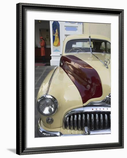 Old Buick Car in Front of Entrance to the City Palace Hotel, Old City, Udaipur, India-Eitan Simanor-Framed Photographic Print