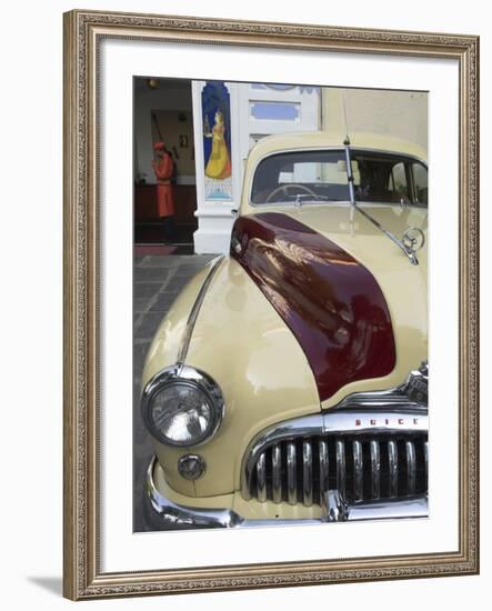 Old Buick Car in Front of Entrance to the City Palace Hotel, Old City, Udaipur, India-Eitan Simanor-Framed Photographic Print